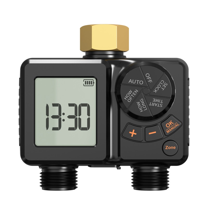 Timer Dual Outlet - USB-betriebener 5V-Doppelanschluss-Gartenbewässerungstimer mit automatischem Bewässerungsventil für